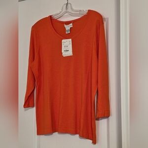 Doncaster Women's Orange Sweater, Size 1W